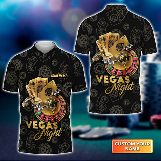 BlueJose Vegas Night In Casino Personalized Name 3D Polo Shirt