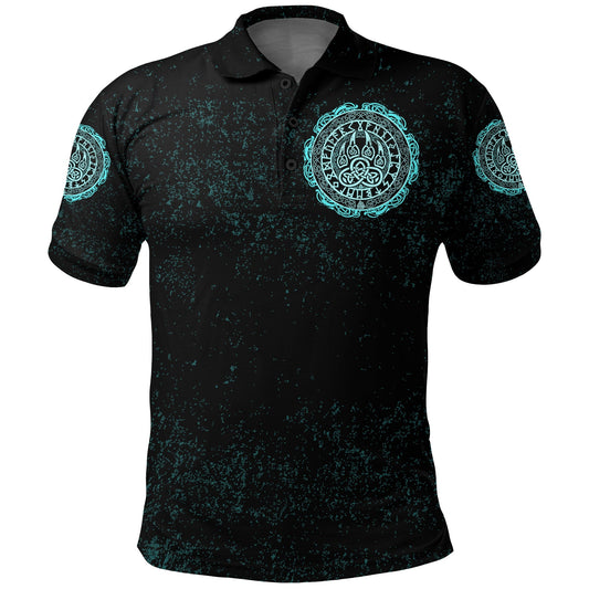 BlueJose Viking Style Polo Shirts - Viking Bear Claws Cyan Tattoo