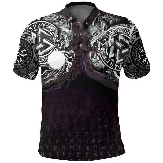 BlueJose Viking Style Polo Shirt - Hati And Skoll Valknut