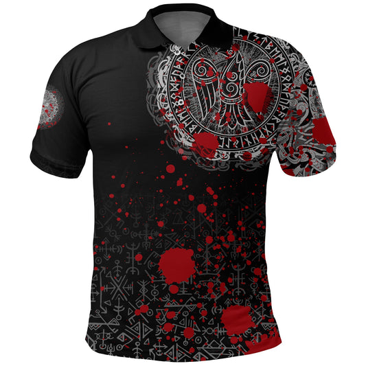 BlueJose Viking Style Polo Shirt - Raven Celtic Tattoo Blood