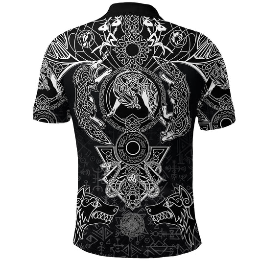 BlueJose Viking Style Polo Shirts - Fenrir and Skoll & Hati