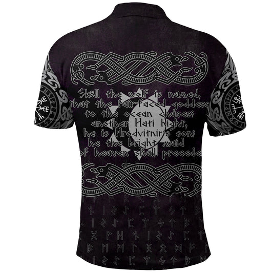 BlueJose Viking Style Polo Shirt - Hati And Skoll Valknut