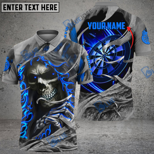 BlueJose Darts Skull Reaper Personalized Name 3D Polo Shirt