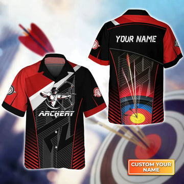 BlueJose Red And Black Archer Archery Target 3D Hawaiian Shirt