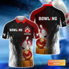 BlueJoses Red Bowling Ball Crashing Pins Personalized Name 3D Shirt