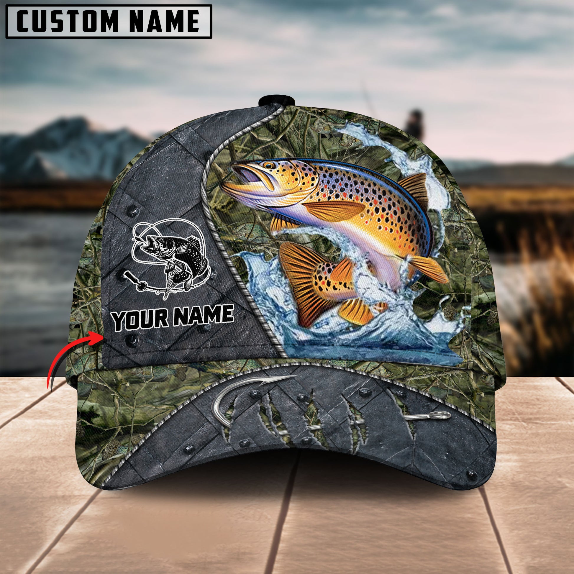 Personalized Trout Fishing Cap with custom Name, Trout Fishing