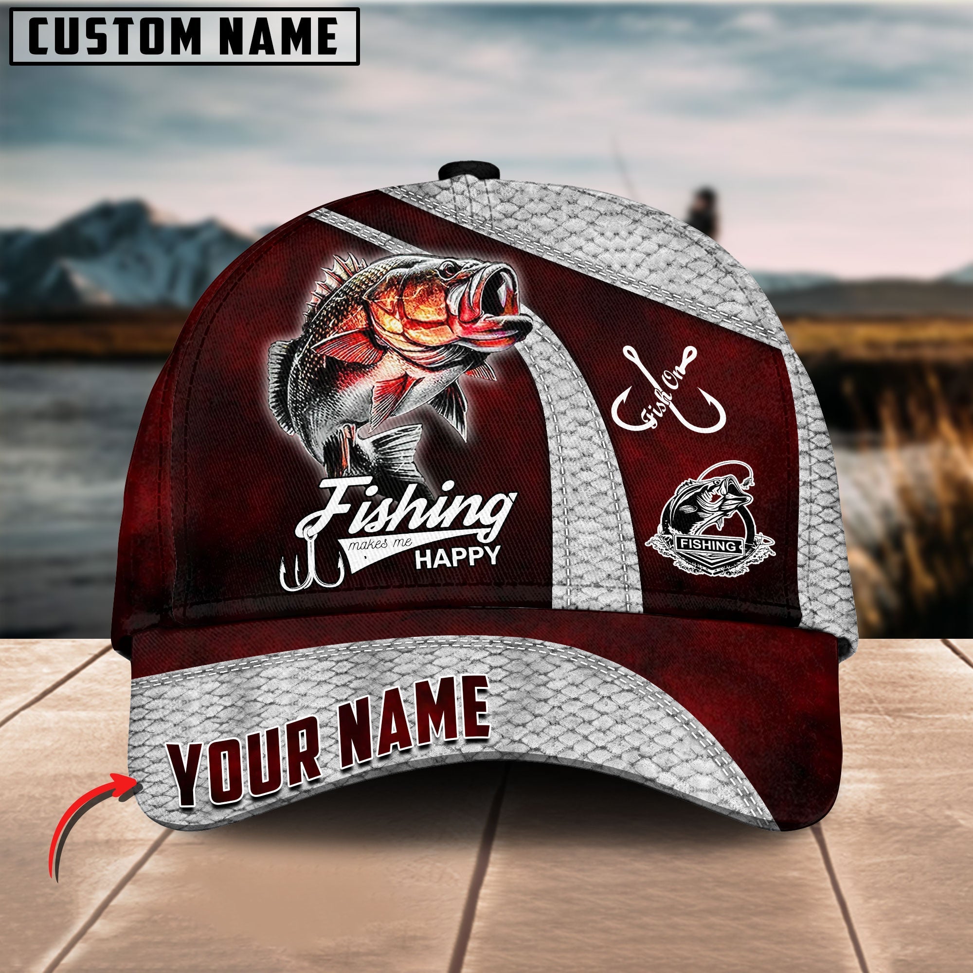 BlueJose Personalized Fishing Classic Red Cap – Blue Jose