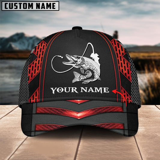 BlueJose Personalized Black Red Fishing Cap