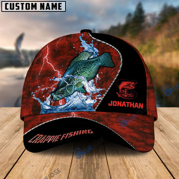 BlueJose  Personalized Crappie Fishing Red Cap