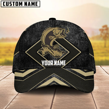 BlueJose  Personalized Fishing Black Gold Cap