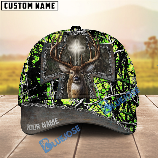 BlueJose Cross Hunting Deer Multicolor Personalized Cap