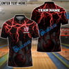 BlueJose Bowling And Pins Thunder Storm Pattern Customized Name 3D Shirt (4 Colors)