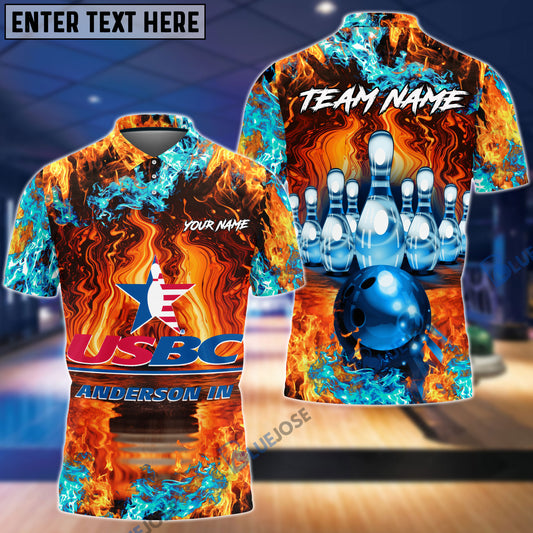 BlueJose Bowling And Pins Fire Power Pattern Multicolor Personalized Name 3D Shirt for Terry W Ellis