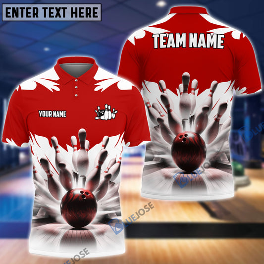 BlueJose Bowling And Pins Ice Age Pattern Customized Name 3D Shirt (5 Colors)