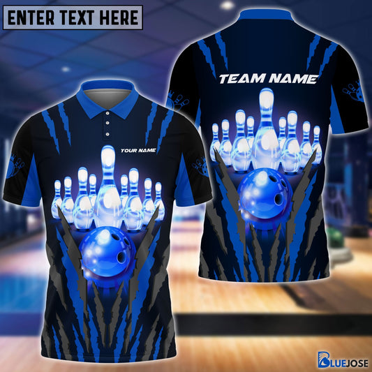 BlueJose Personalized Name and Team Name Bowling and Pins Multicolor 3D Shirt, Personalized Shirts For Bowling Players