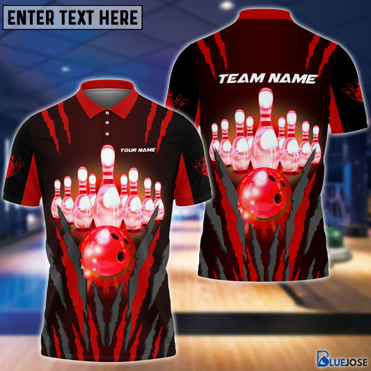 BlueJose Personalized Name and Team Name Bowling and Pins Multicolor 3D Shirt, Personalized Shirts For Bowling Players