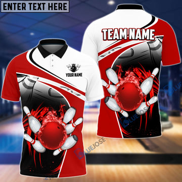 BlueJoses Bowling and Pins Broken Multicolor Personalized Name Team Name 3D Shirt, Personalized Shirts For Bowling Players