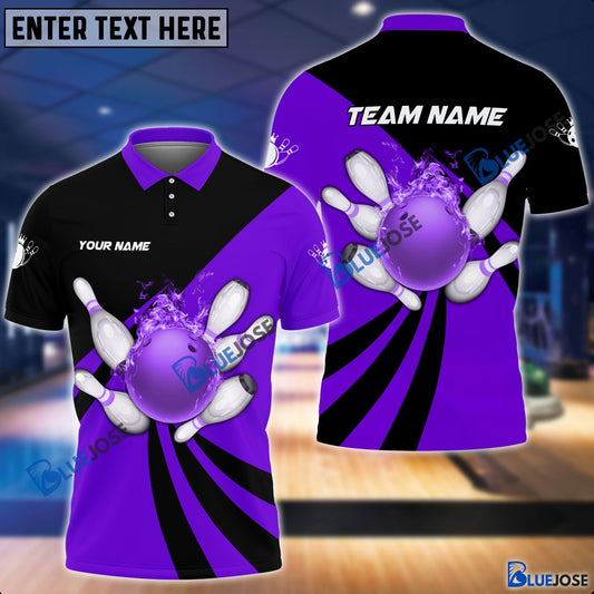 BlueJose Personalized Name and Team Name Bowling and Pins Multicolor 3D Shirt, Personalized Shirts For Bowling Players