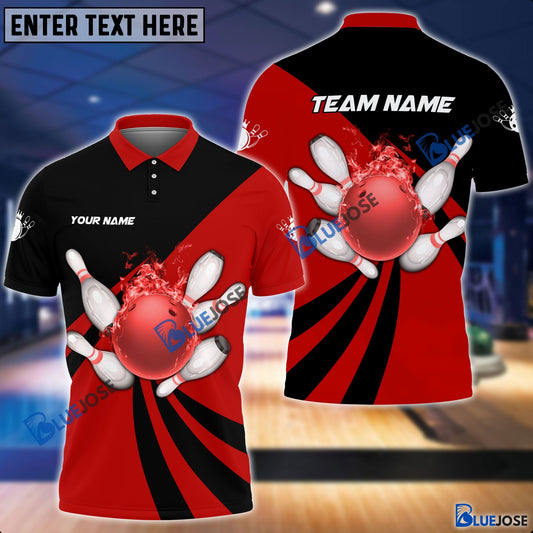 BlueJose Personalized Name and Team Name Bowling and Pins Multicolor 3D Shirt, Personalized Shirts For Bowling Players