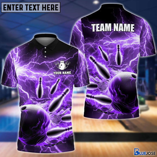 BlueJose Personalized Name and Team Name Thunder Color Bowling Player Multicolor 3D Shirt, Personalized Shirts For Bowling Players