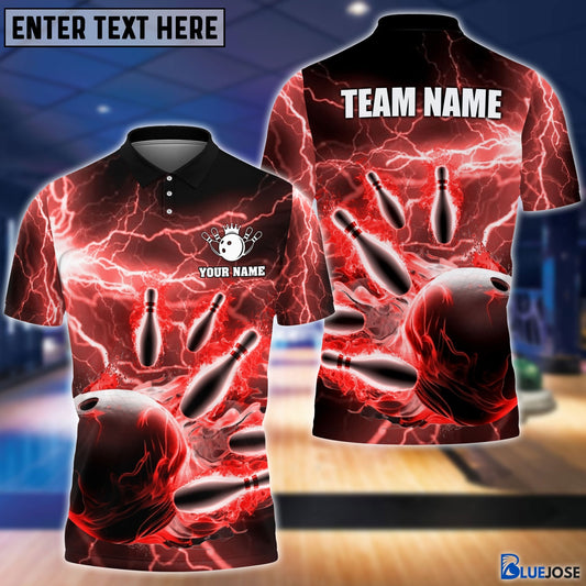 BlueJoses Personalized Name and Team Name Thunder Color Bowling Player Multicolor 3D Shirt, Personalized Shirts For Bowling Players