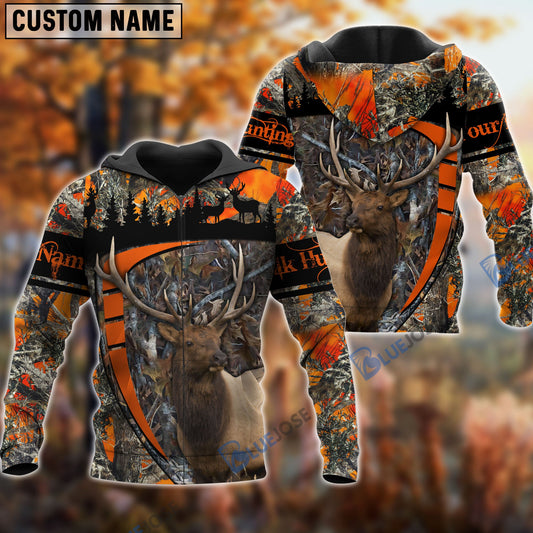 BlueJose Personalized Name Elk Hunting Season Pattern 3D Shirts