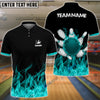 BlueJoses Bowling And Pins Ink Fire Pattern Customized Name 3D Shirt (4 Colors)