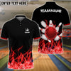 BlueJoses Bowling And Pins Ink Fire Pattern Customized Name 3D Shirt (4 Colors)