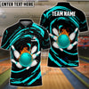 BlueJoses Bowling And Pins Wave Sea Pattern Customized Name, Team Name 3D Shirt (4 Colors)