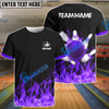 BlueJoses Bowling And Pins Ink Fire Pattern Customized Name 3D Shirt (4 Colors)