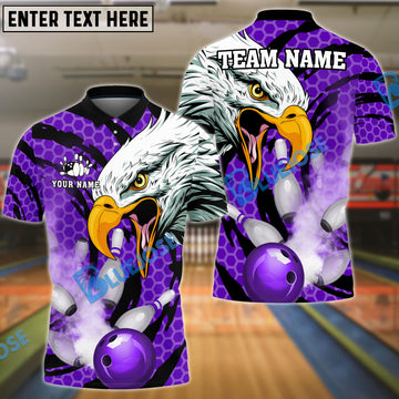 BlueJose Bowling And Pins Eagle Smoke Customized Name 3D Shirt (4 Colors)