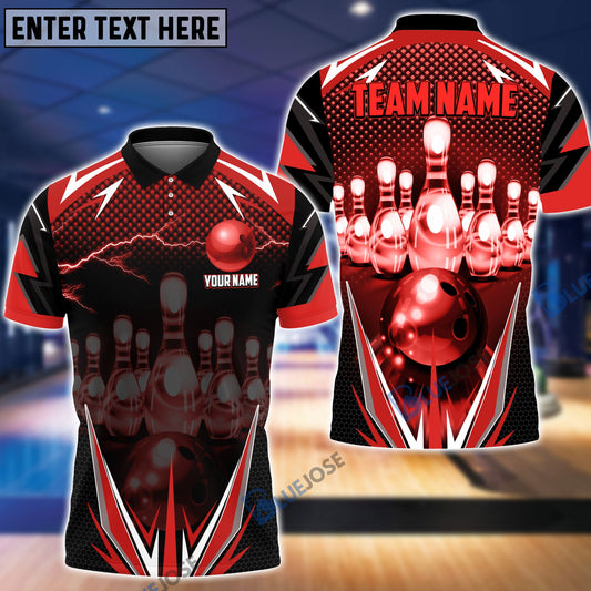 BlueJose Thunder Bowling and Pins Multicolor Personalized Name Team Name 3D Shirt (6 Colors)