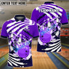 BlueJoses Bowling And Pins Skull Hand Pattern Customized Name 3D Shirt (4 Colors)