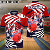 BlueJoses Bowling And Pins Skull Hand Pattern Customized Name 3D Shirt (4 Colors)