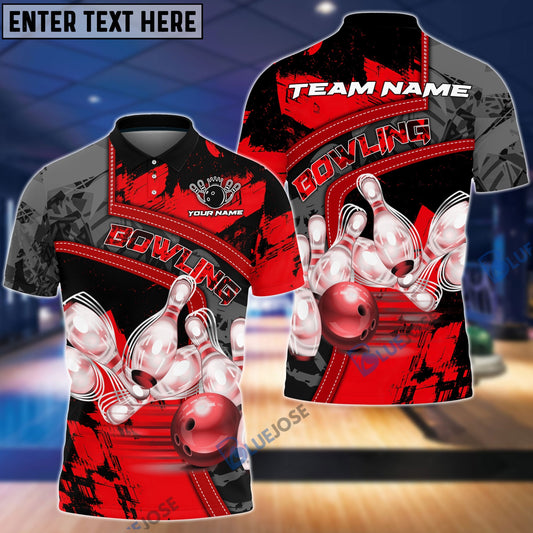 BlueJoses Bowling Ball And Pins Multicolor Personalized Name 3D Shirt, Personalized Shirts For Bowling Players