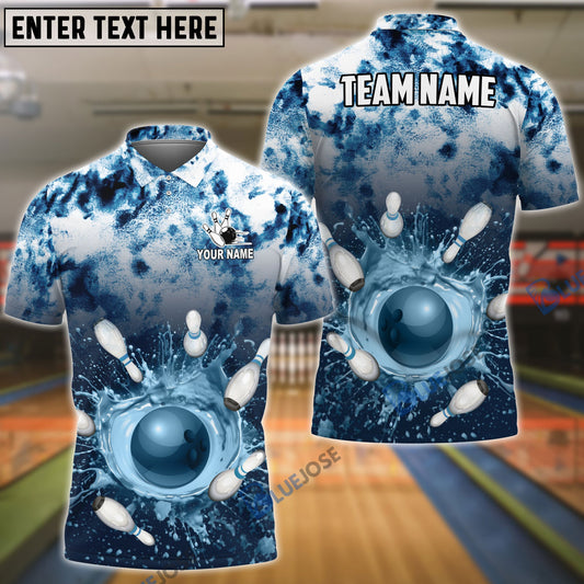 BlueJoses Bowling And Pins Tie-Dye Pattern Customized Name, Team Name 3D Shirt (4 Colors)