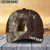 BlueJose Elk Hunting Premium Leather Pattern Personalized Name Cap (4 Colors)