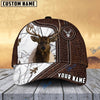 BlueJose Elk Hunting Premium Leather Pattern Personalized Name Cap (4 Colors)