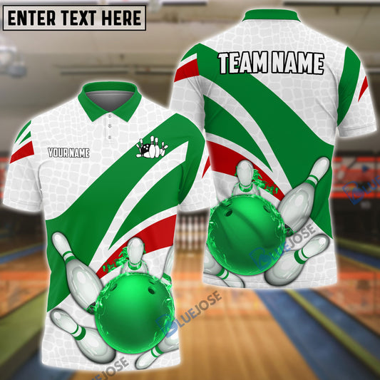 BlueJoses Bowling And Pins Ribbon Pattern Customized Name, Team Name 3D Shirt (4 Colors)