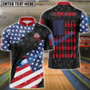 BlueJoses Bowling And Pins US Flag Bowling Pattern Customized Name, Team Name 3D Shirt (Black & White)