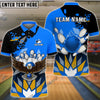 BlueJose Bowling And Pins Diamond Pattern Customized Name 3D Shirt (5 Colors)