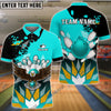 BlueJose Bowling And Pins Diamond Pattern Customized Name 3D Shirt (5 Colors)
