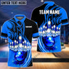 BlueJoses Flame Bowling Ball Break Pins Personalized Name and Team Name 3D Shirt (4 Colors)