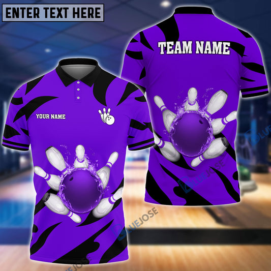 BlueJoses Bowling And Pins Light And Shadow Customized Name 3D Shirt (4 Colors)