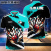 BlueJoses Bowling And Pins Marble Pattern Customized Name 3D Shirt (4 Colors)