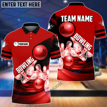 BlueJoses Bowling and Pins Colorful Personalized Name Team Name 3D Shirt (4 Colors)