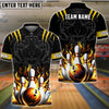 BlueJoses Bowling And Pins Tiger Pattern Customized Name, Team Name 3D Shirt (5 Colors)