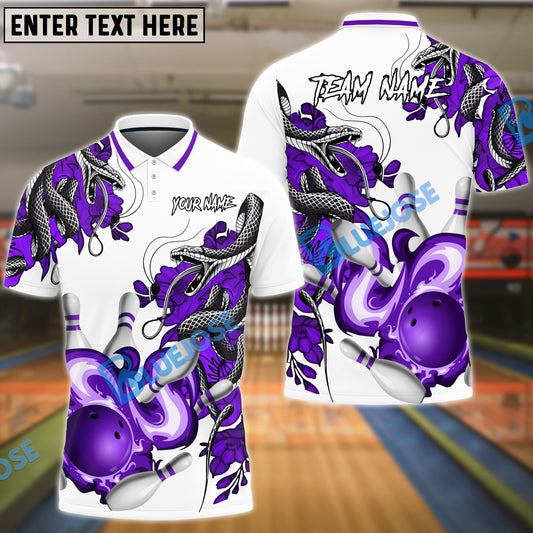 BlueJoses Bowling And Pins Snake Pattern Customized Name 3D Shirt (4 Colors)