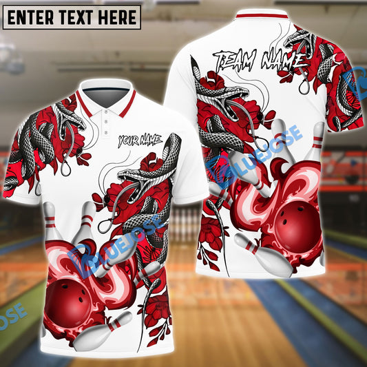 BlueJose Bowling And Pins Snake Pattern Customized Name 3D Shirt (4 Colors)