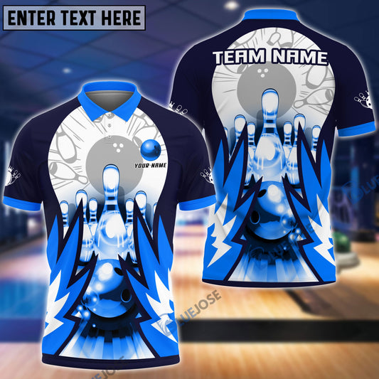 BlueJoses Bowling And Pins Wing Pattern Customized Name, Team Name 3D Shirt (4 Colors)